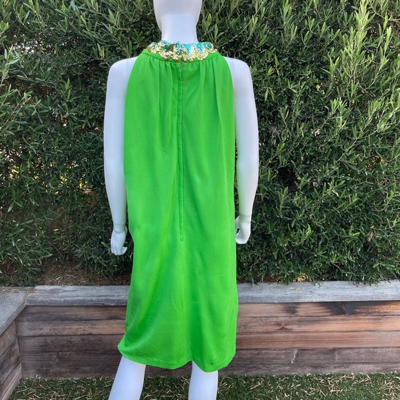 Vintage Young Edwardian By Arpeja Green Tank Cocktail Dress - Picture 6 of 9